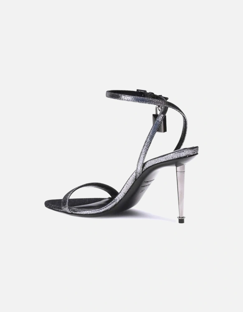 Padlock Stiletto Heel Pointed Toe Sandals Women - Silver