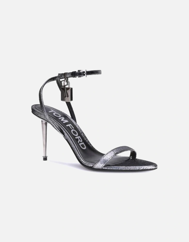 Padlock Stiletto Heel Pointed Toe Sandals Women - Silver
