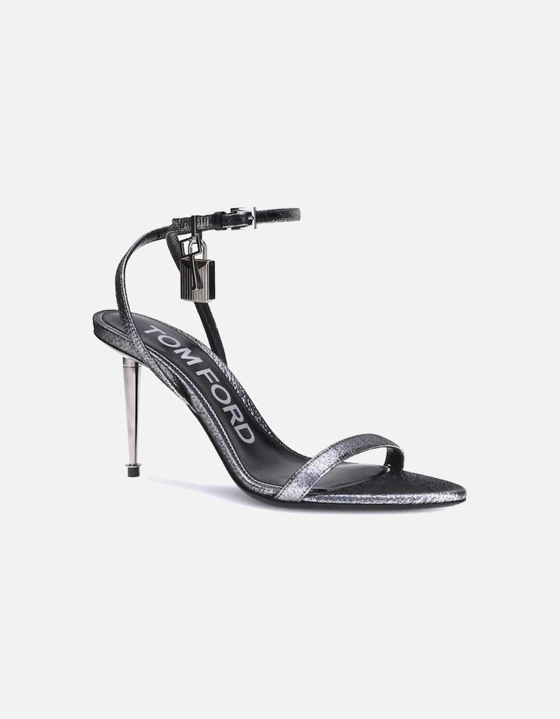 Padlock Stiletto Heel Pointed Toe Sandals Women - Silver