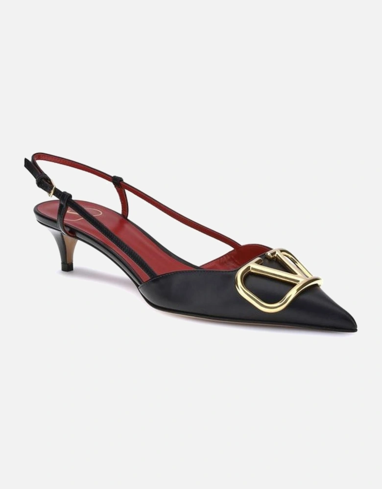 Decollete Slingback Pumps with Kitten Heel Women - Black