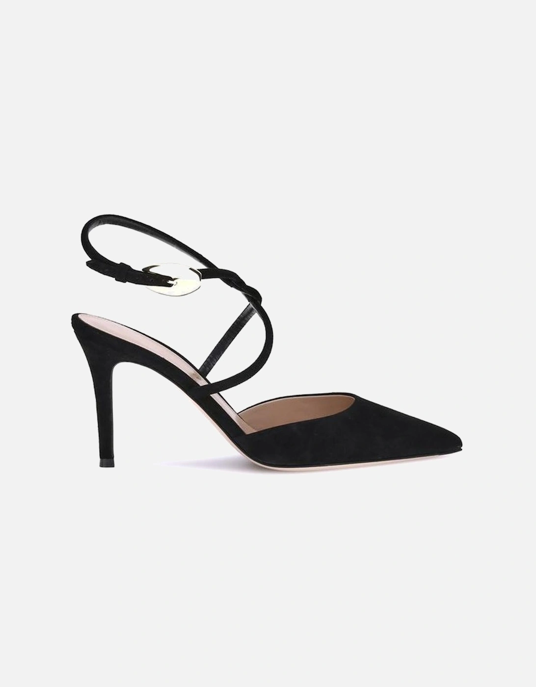 Suede Pumps with Braided Strap and Gold Detail Women - Black, 4 of 3