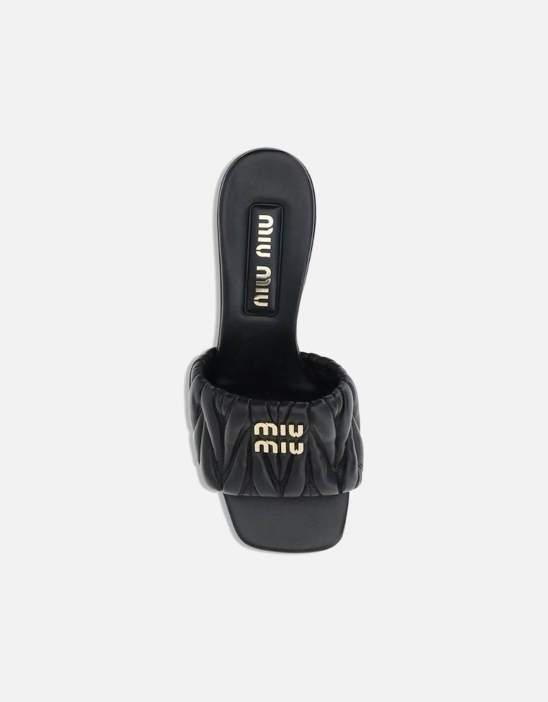 Lambskin Sandals with Squared Toe and Padded Straps Women - Black