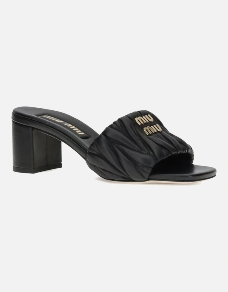 Lambskin Sandals with Squared Toe and Padded Straps Women - Black