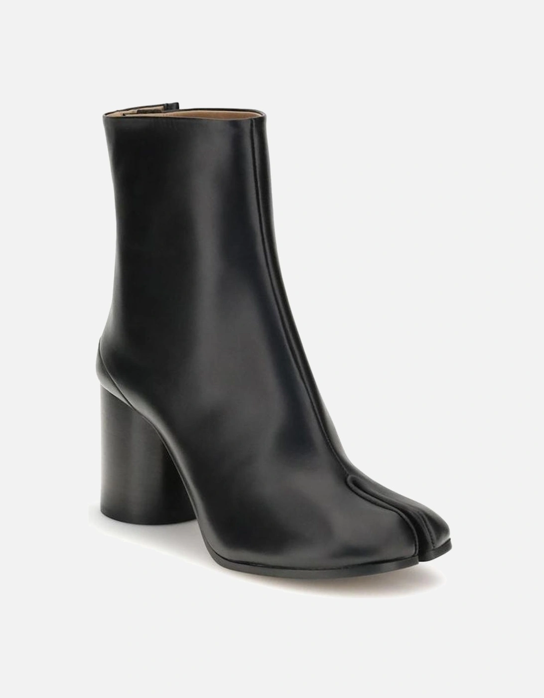 Leather Tabi Ankle Boots with Cylindrical Heel Women - Black