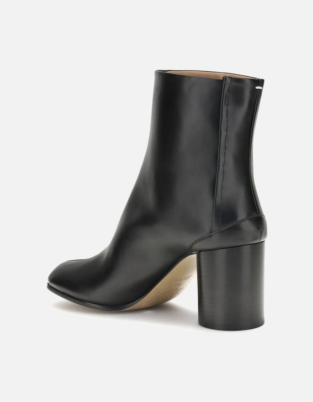 Leather Tabi Ankle Boots with Cylindrical Heel Women - Black