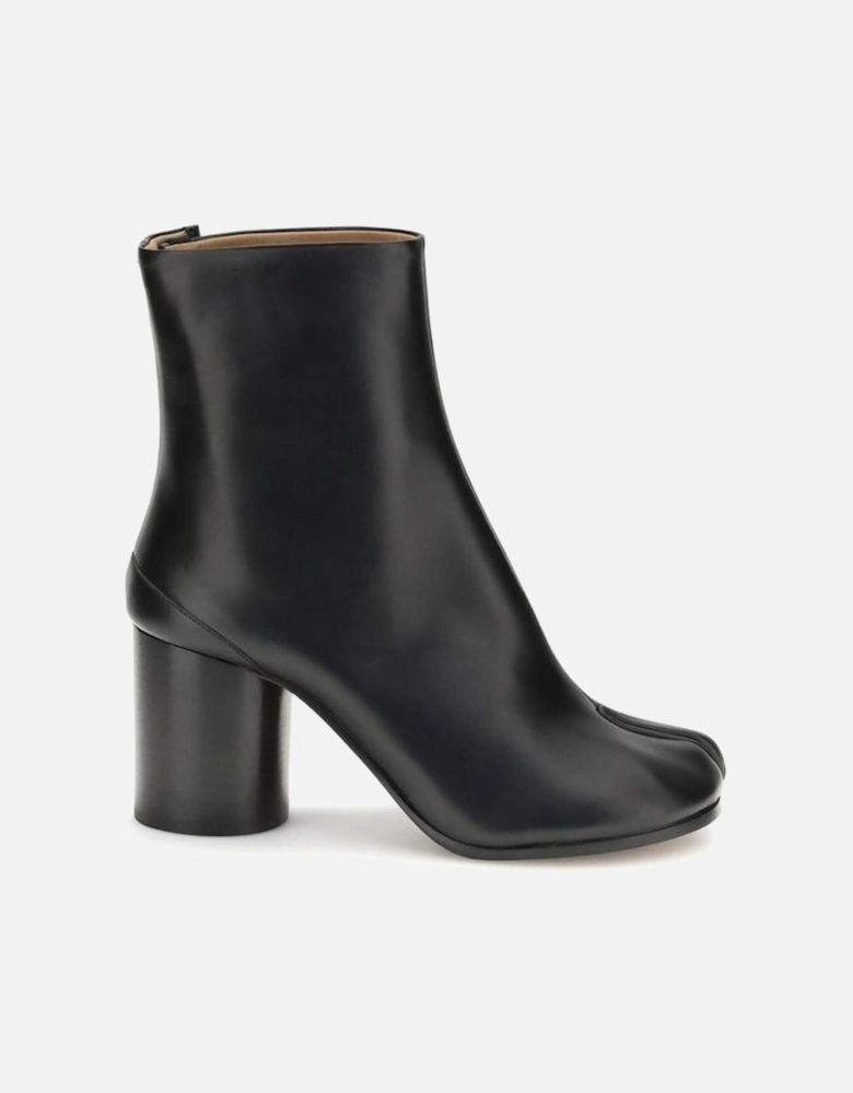 Leather Tabi Ankle Boots with Cylindrical Heel Women - Black