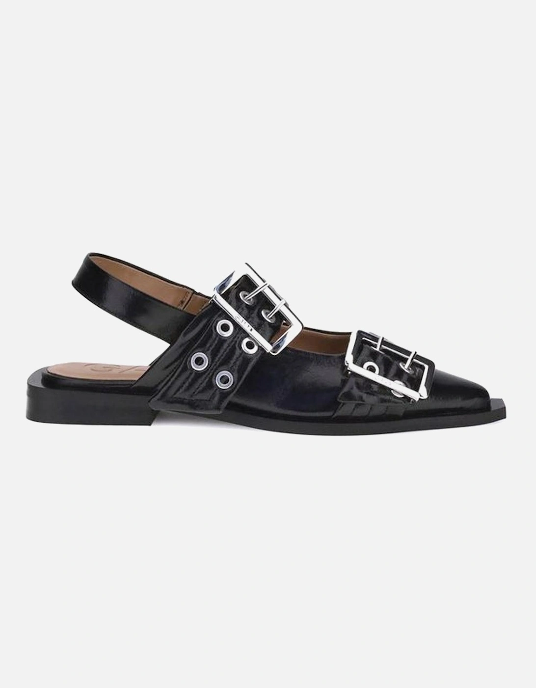 Pointed Toe Ballerinas with Straps and Block Heels Women - Black Shoes, 5 of 4