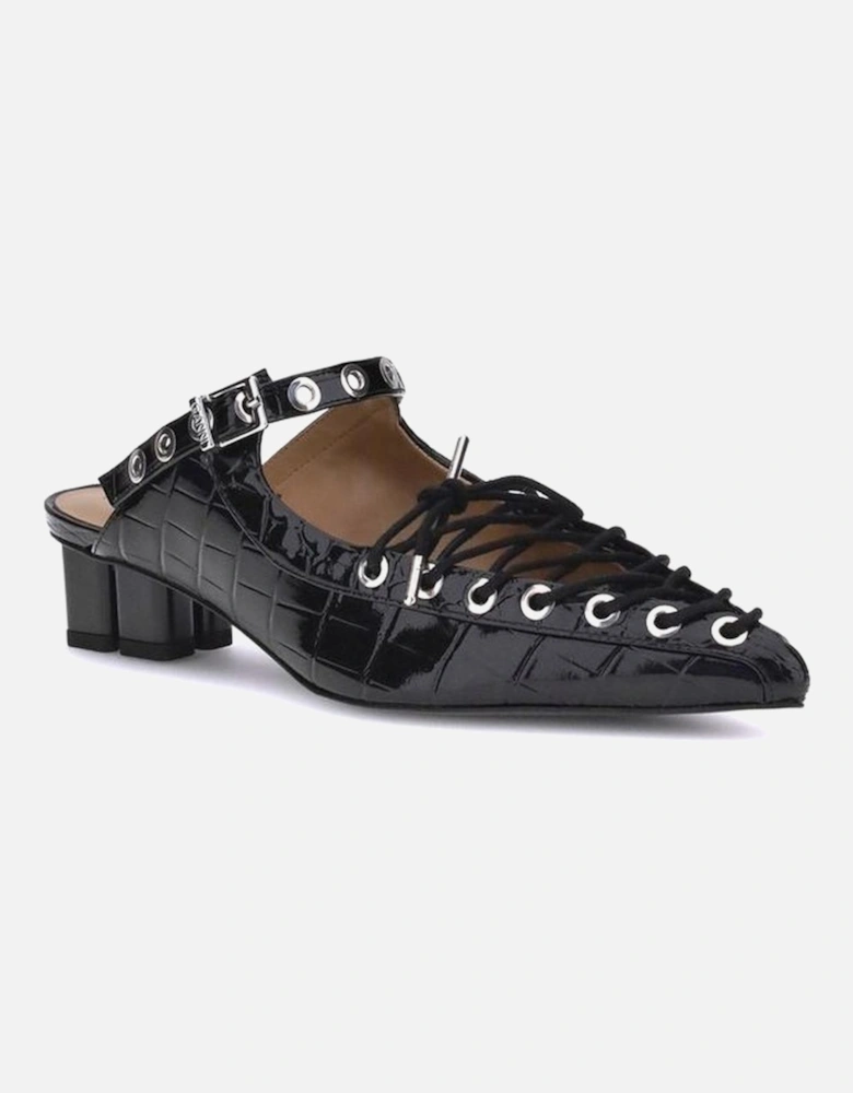 Oleatex Laced Mules with Tapered Toe and Mini Heel Women - Black