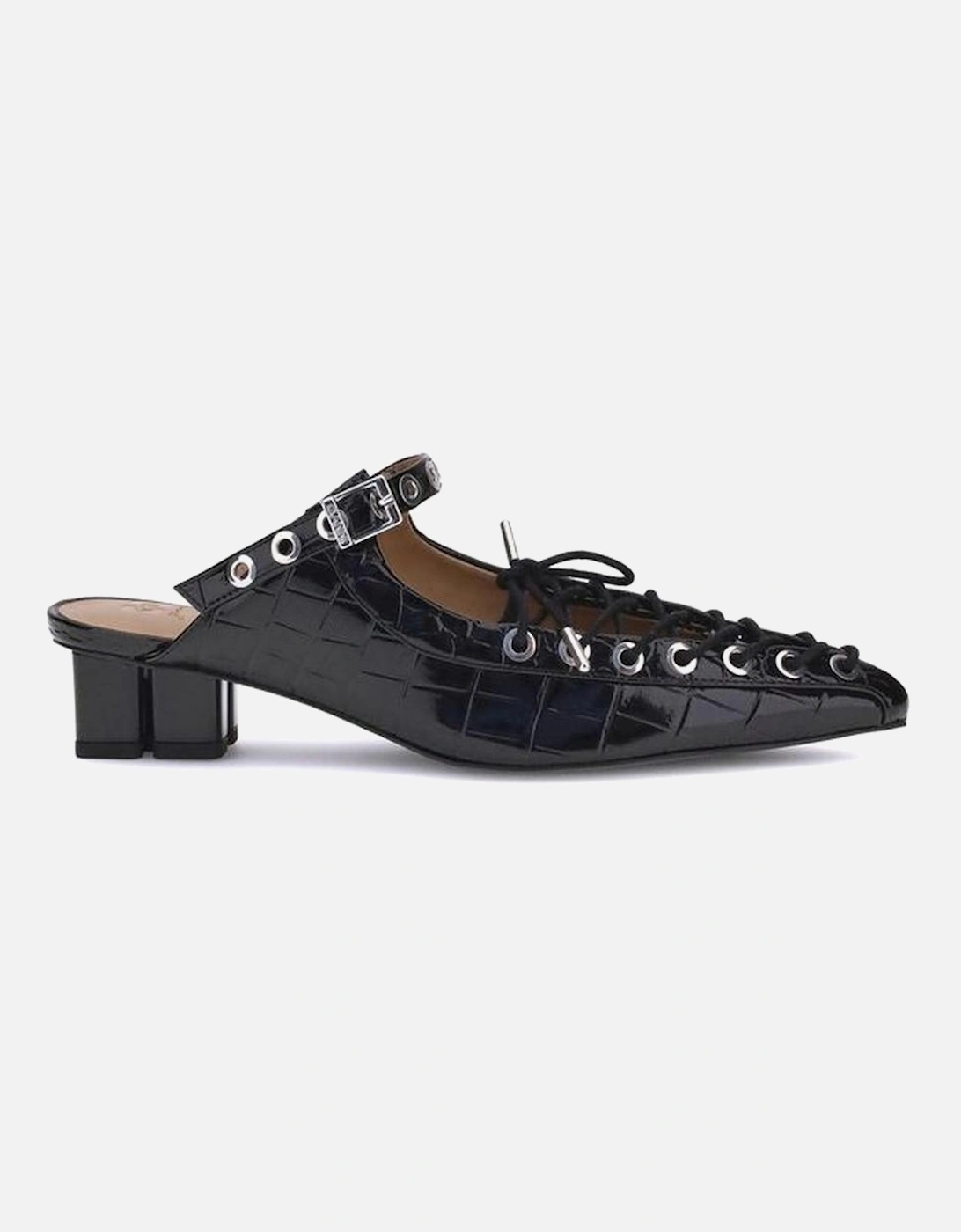 Oleatex Laced Mules with Tapered Toe and Mini Heel Women - Black, 5 of 4