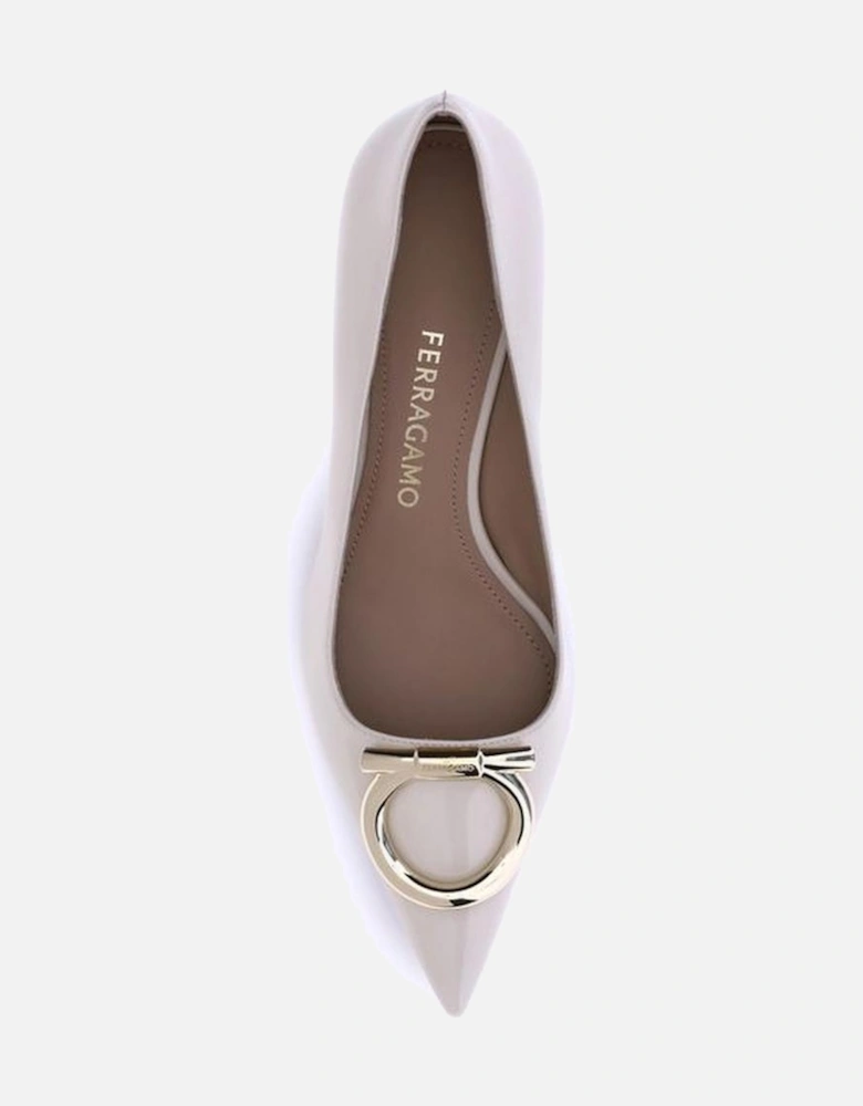 Gancini Ornament Tapered Toe Kitten Heel Pumps Women - Cream