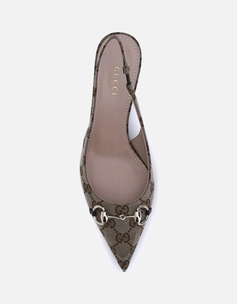 Slingback Pumps with Pointed Silhouette and Low Heel Women - Beige