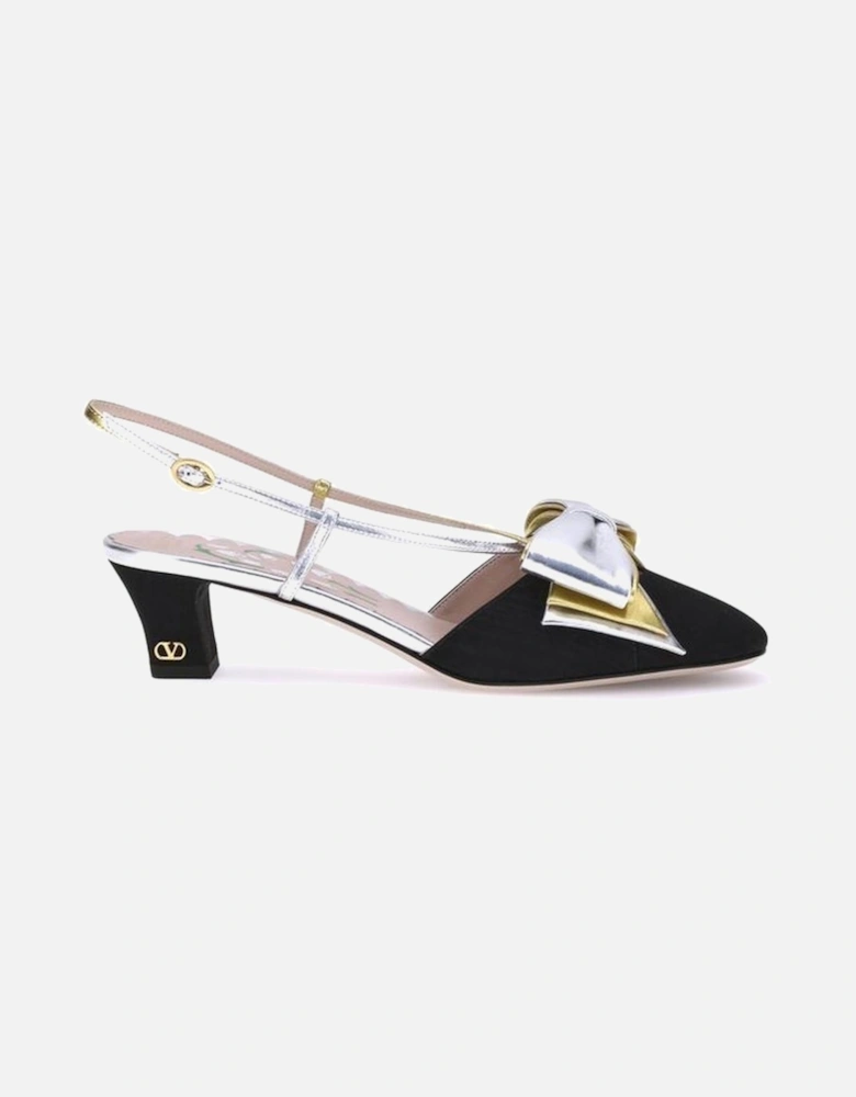 Bow-Embellished Moire Slingback Pumps Women - Multicolor