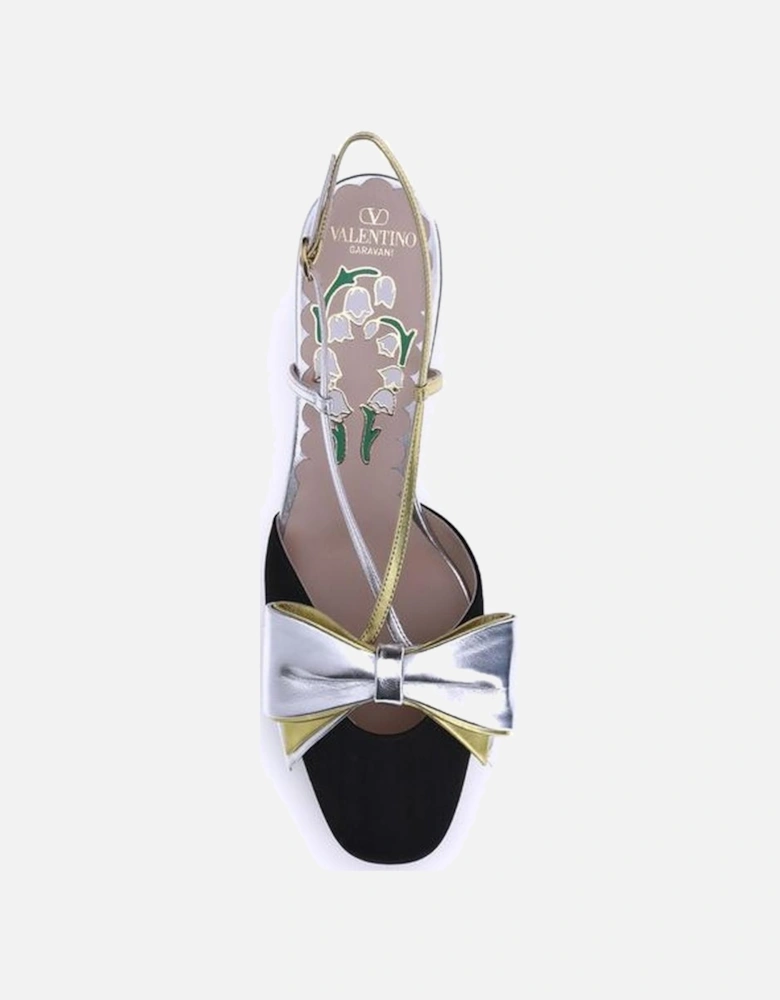 Bow-Embellished Moire Slingback Pumps Women - Multicolor