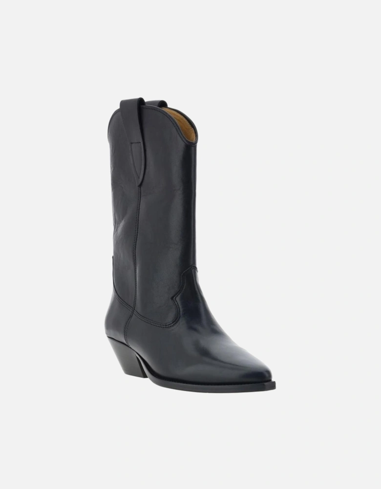 Leather Duerto Ankle Boots with Texan Pattern Women - Black