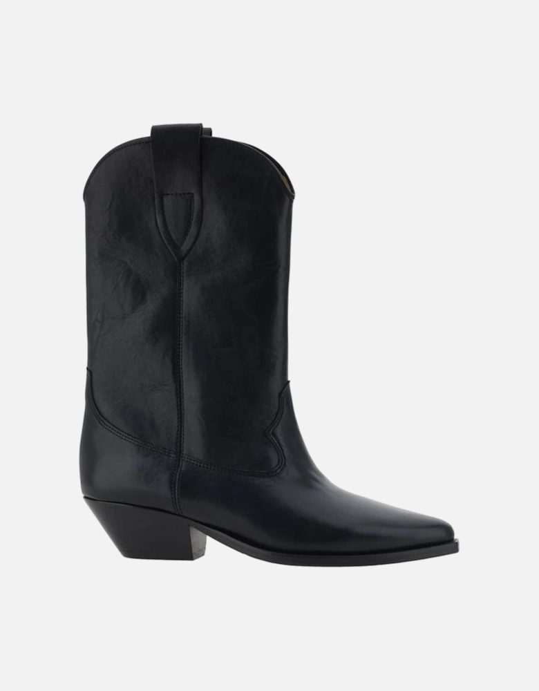 Leather Duerto Ankle Boots with Texan Pattern Women - Black