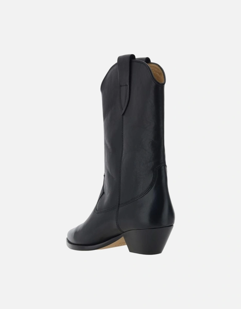 Leather Duerto Ankle Boots with Texan Pattern Women - Black