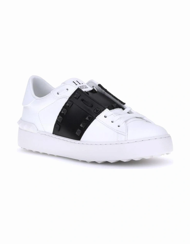 Rockstud Untitled Calfskin Sneakers with Platinum-Finish Studs Women -