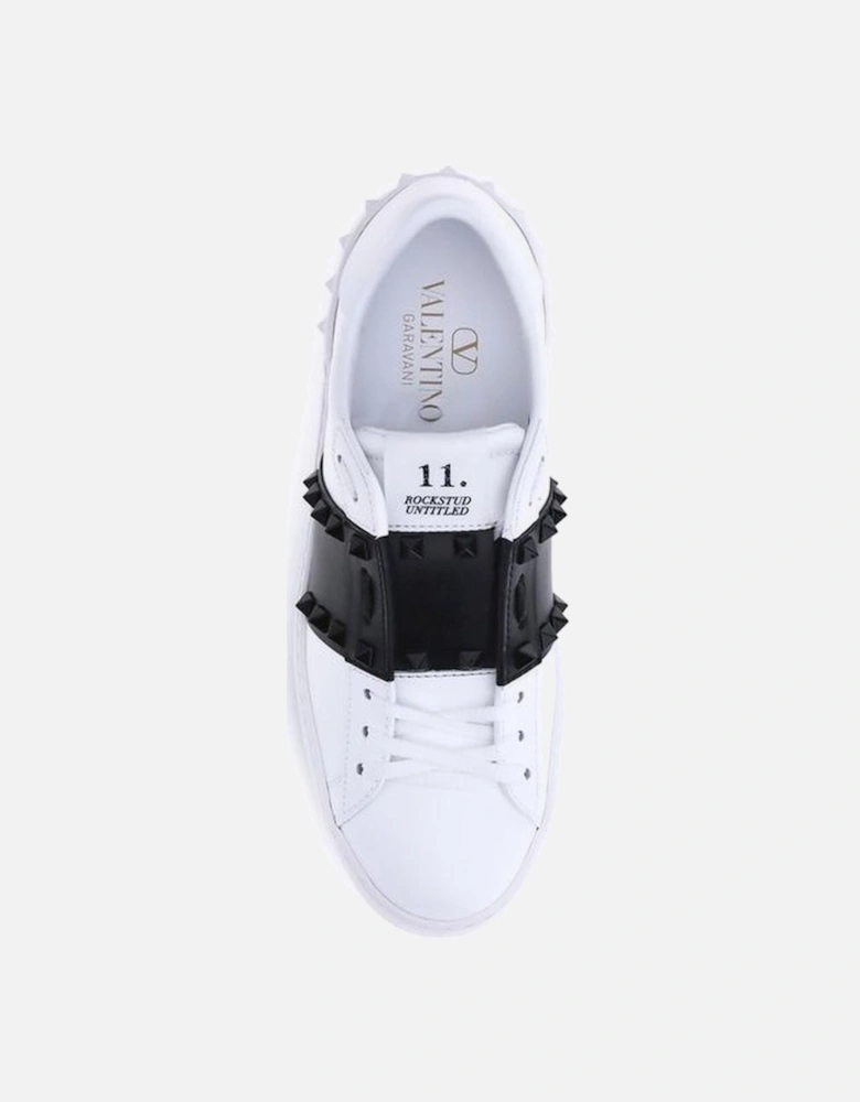Rockstud Untitled Calfskin Sneakers with Platinum-Finish Studs Women -
