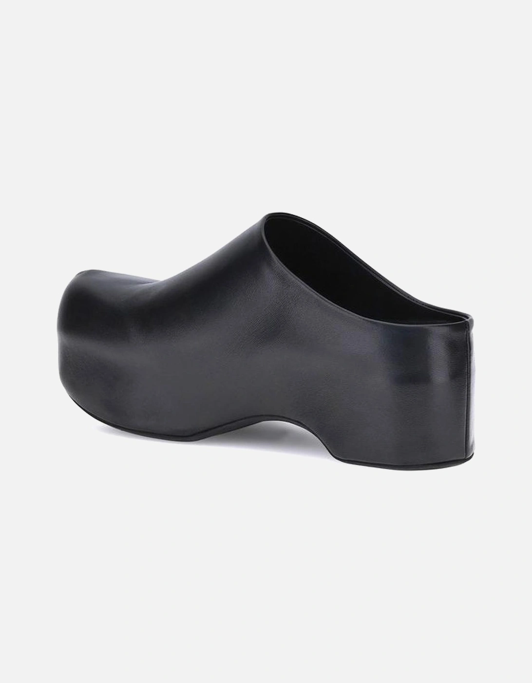 Leather Platform Wedge Slip-On Sabots Women - Black Sandals