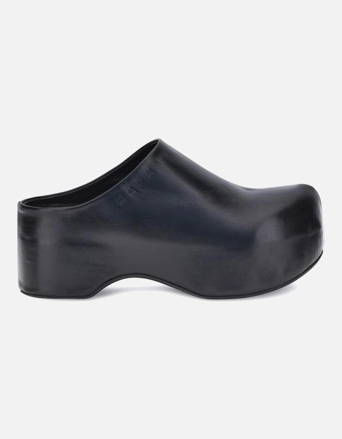 Leather Platform Wedge Slip-On Sabots Women - Black Sandals, 5 of 4