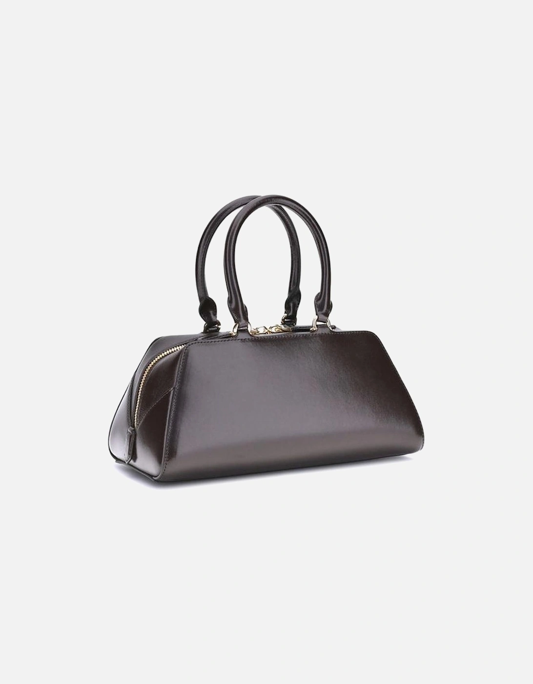 Structured Leather Handbag with Silver Hardware Women - Brown