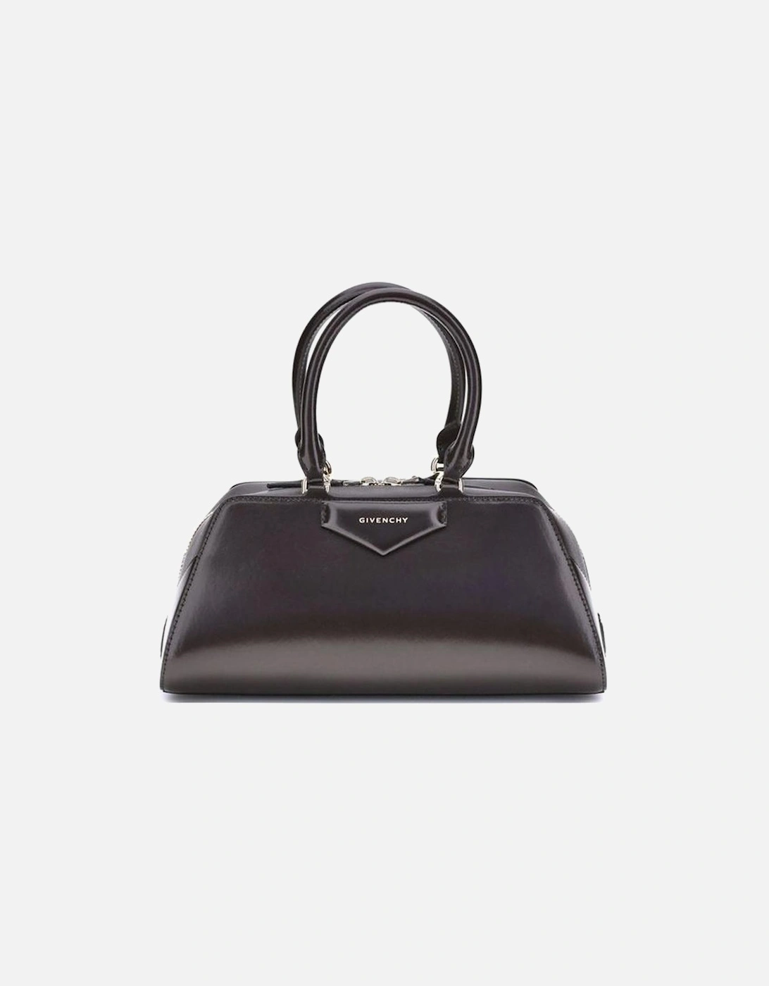 Structured Leather Handbag with Silver Hardware Women - Brown, 5 of 4