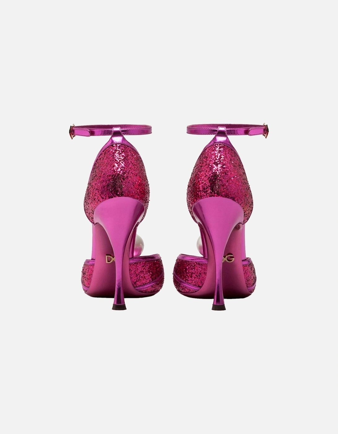 Patent Calfskin Sandals with Glitter and Pearl Details Women - Fuchsia