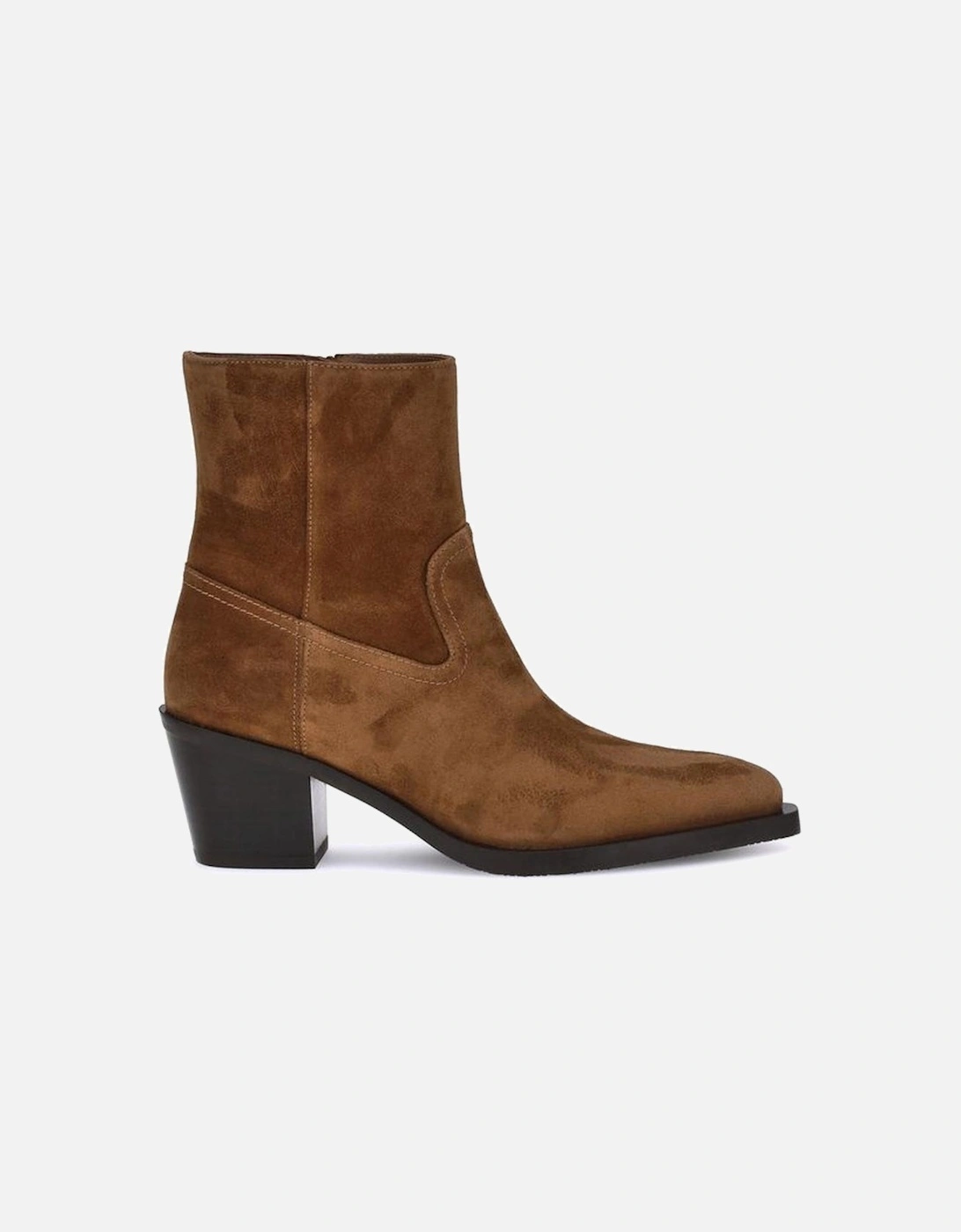 Minimalist Western-Style Ankle Boots with Block Heel Women - Brown, 4 of 3
