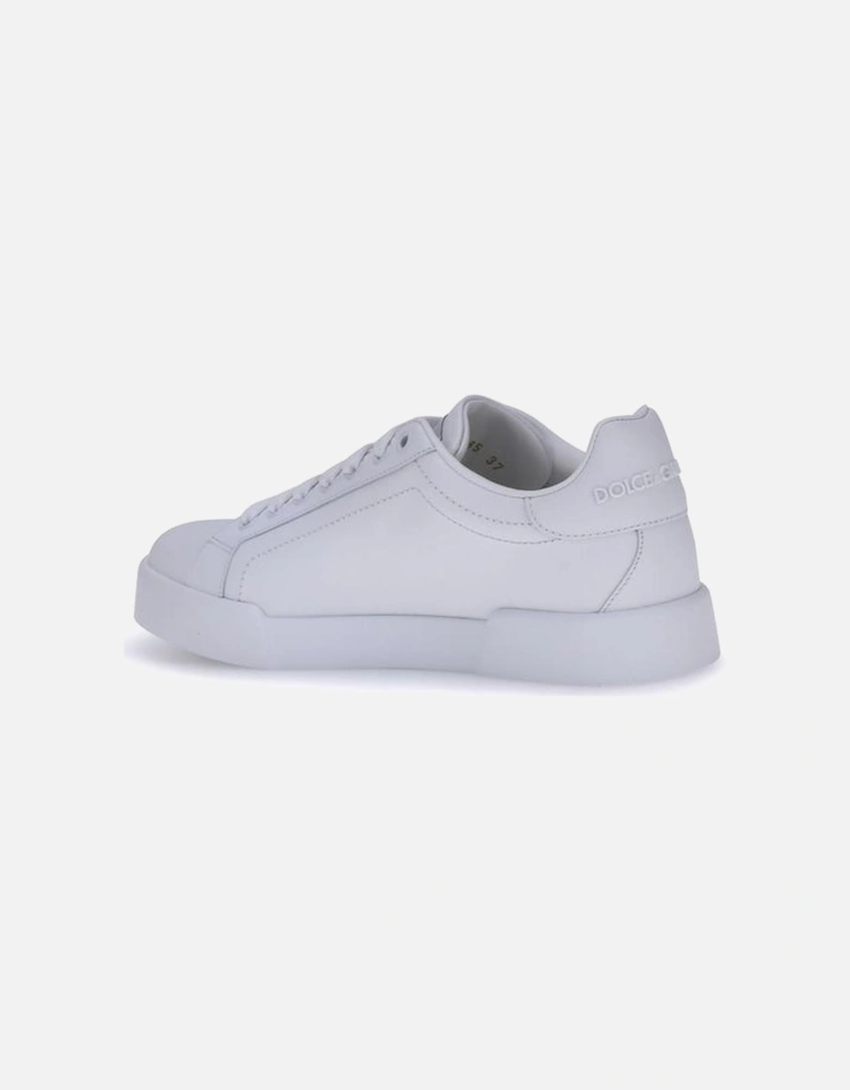 Leather Lace-Up Flat Sole Sneakers Women - White