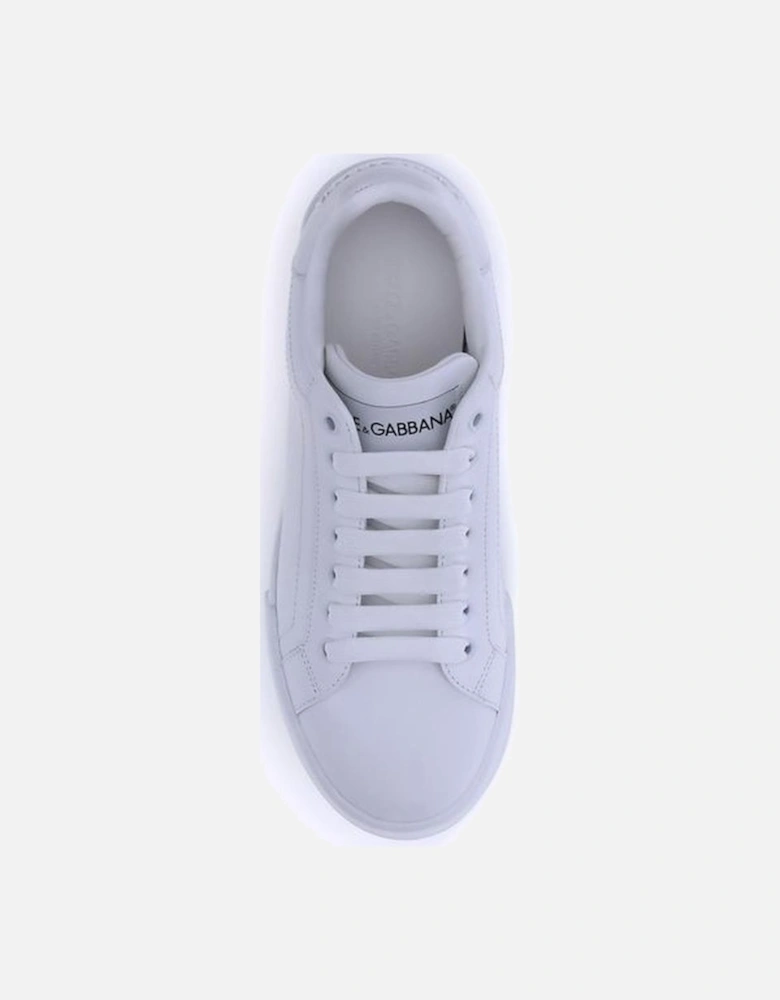 Leather Lace-Up Flat Sole Sneakers Women - White