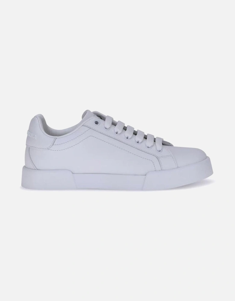 Leather Lace-Up Flat Sole Sneakers Women - White