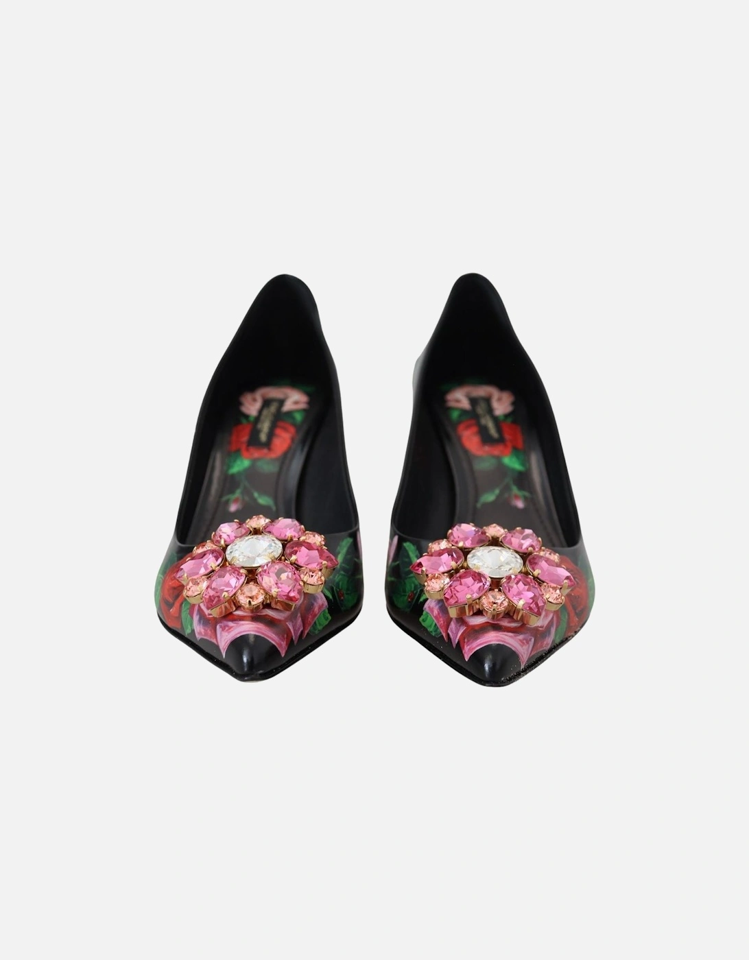 Rose Print Floral Pumps Women - Black