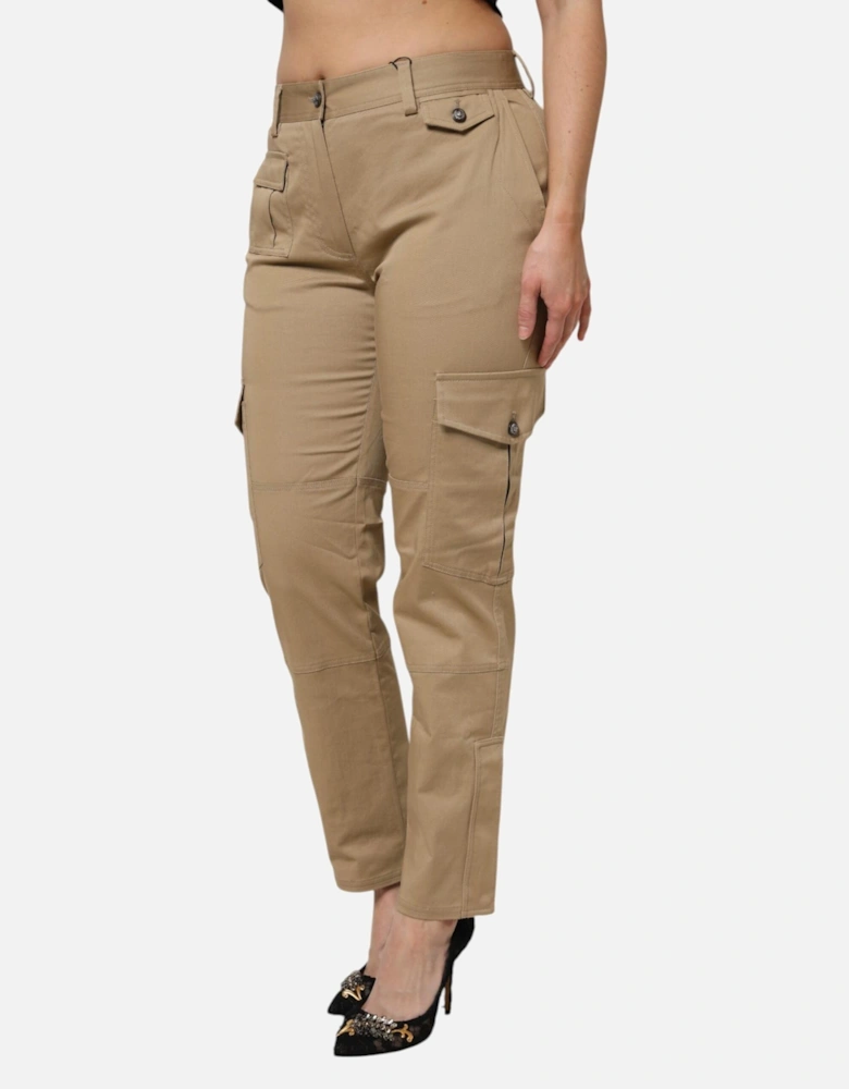 High Waisted Cargo Pants with Zipper Closure Women - Brown Jeans