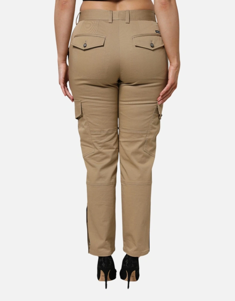 High Waisted Cargo Pants with Zipper Closure Women - Brown Jeans