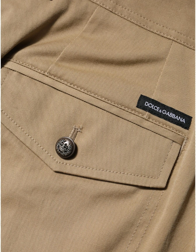 High Waisted Cargo Pants with Zipper Closure Women - Brown Jeans