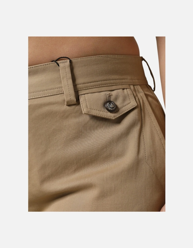 High Waisted Cargo Pants with Zipper Closure Women - Brown Jeans