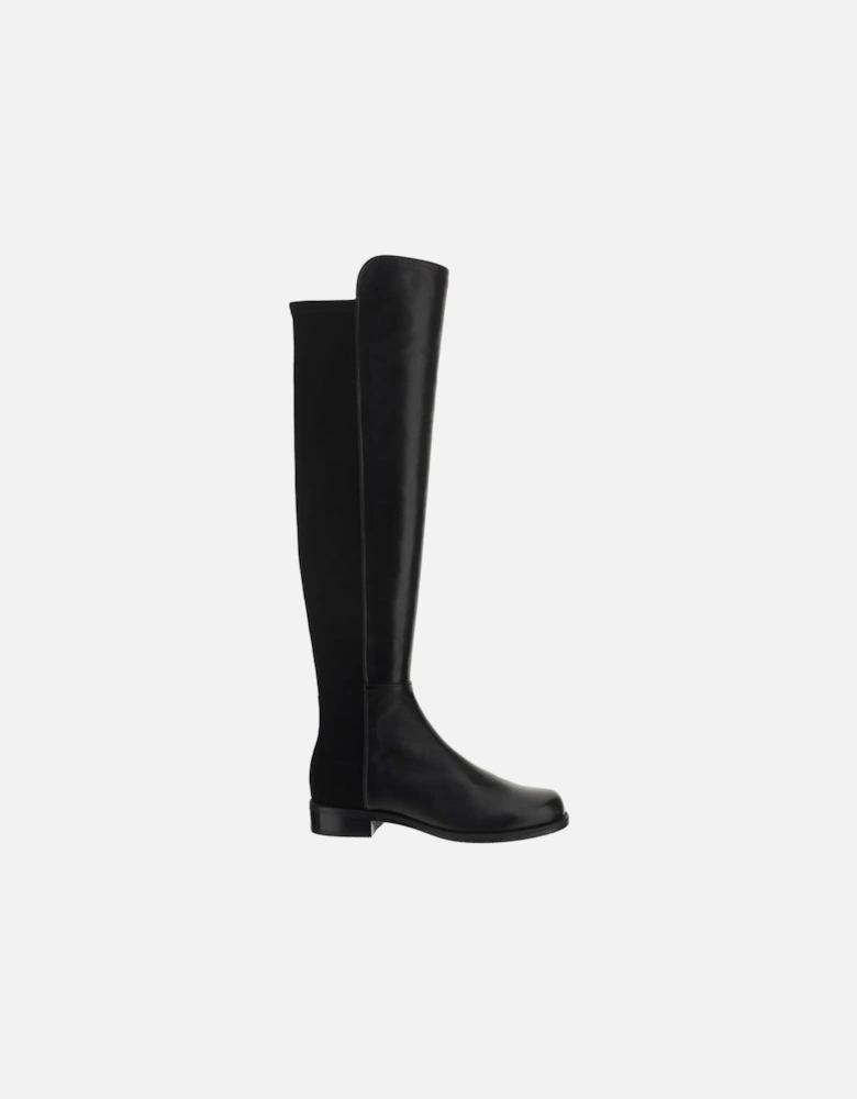 Leather Over-the-Knee Block Heel Boots Women - Black