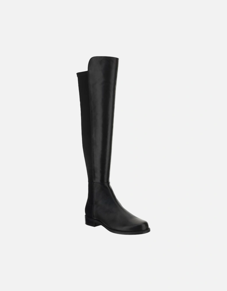 Leather Over-the-Knee Block Heel Boots Women - Black