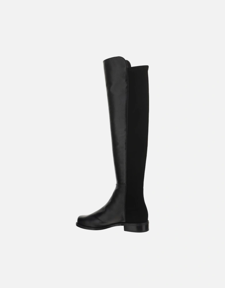 Leather Over-the-Knee Block Heel Boots Women - Black