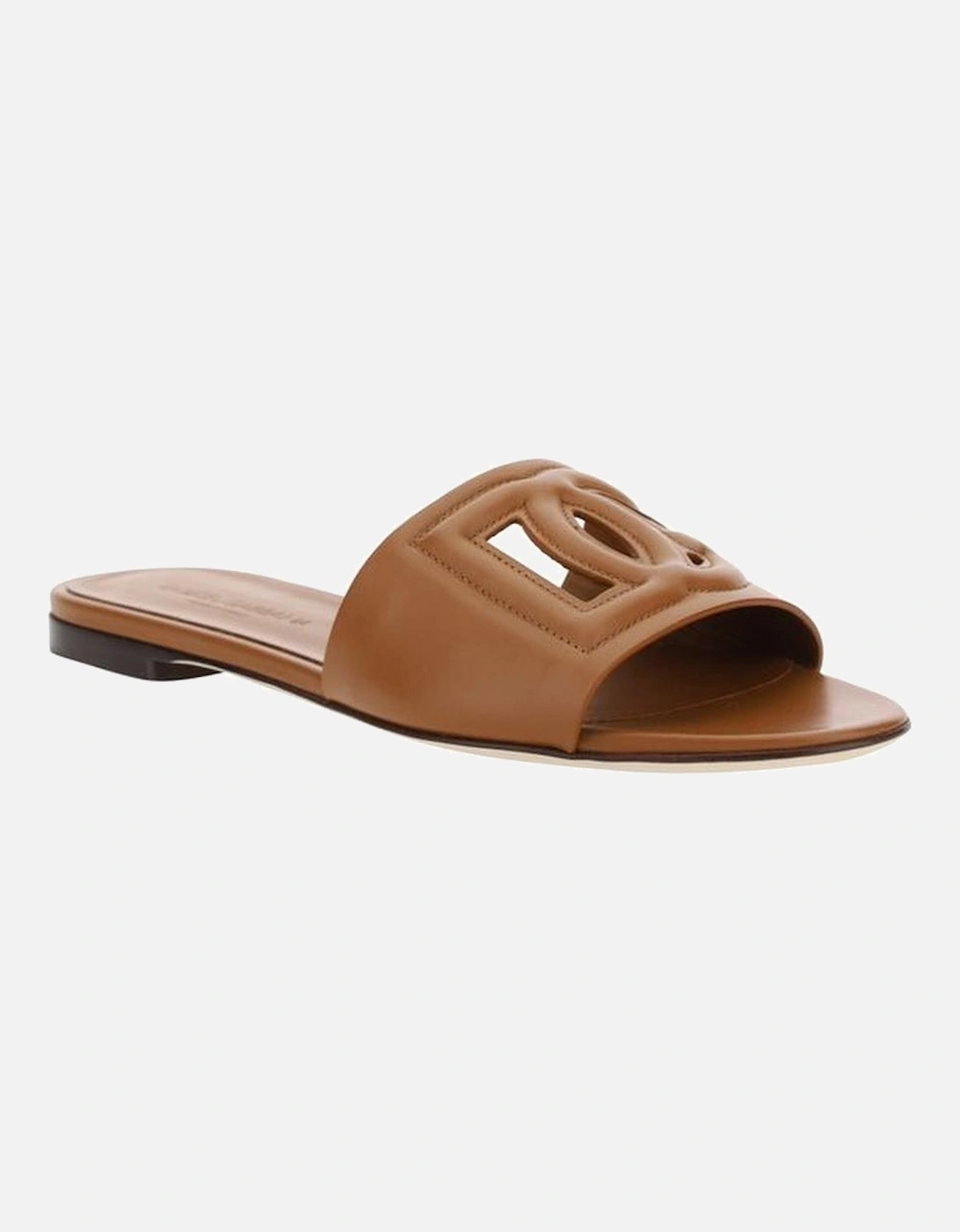 Leather Embossed Logo Sandals Women - Brown