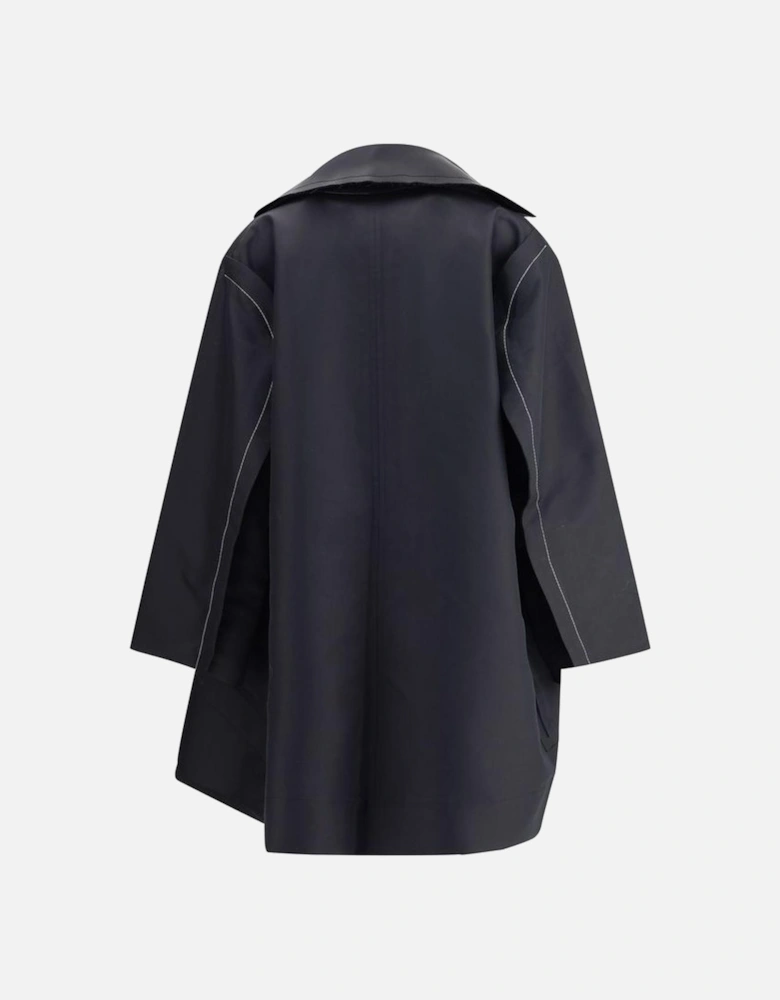 Oversized Jacket with Wide Lapel and Patch Pockets Women - Black