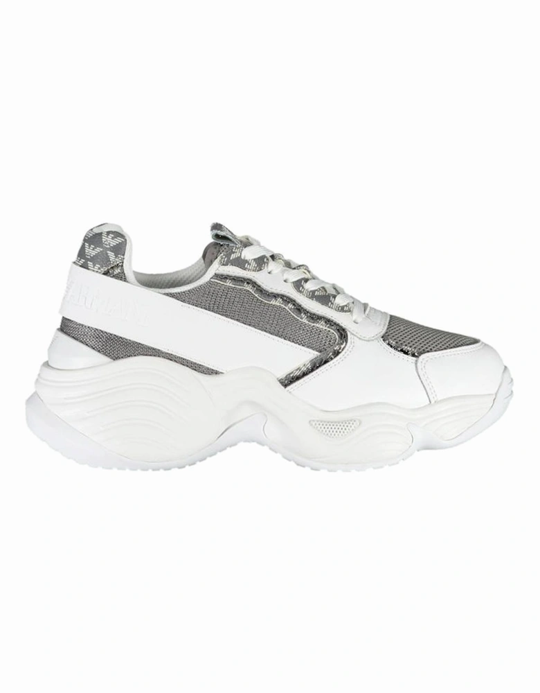 Printed Sports Shoes with Contrasting Details and Logo Women - White