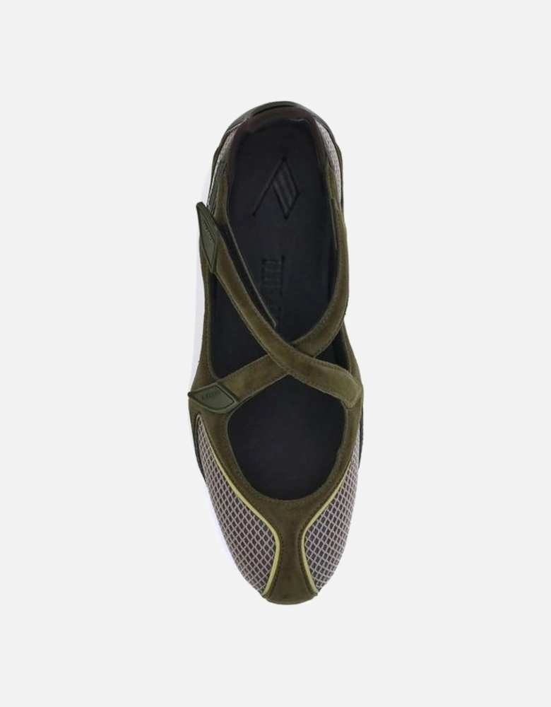 Crisscross Strap Cut-Out Ballerinas Women - Green Shoes