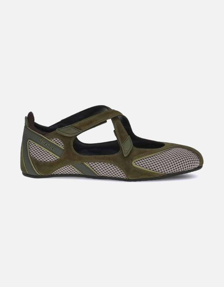 Crisscross Strap Cut-Out Ballerinas Women - Green Shoes