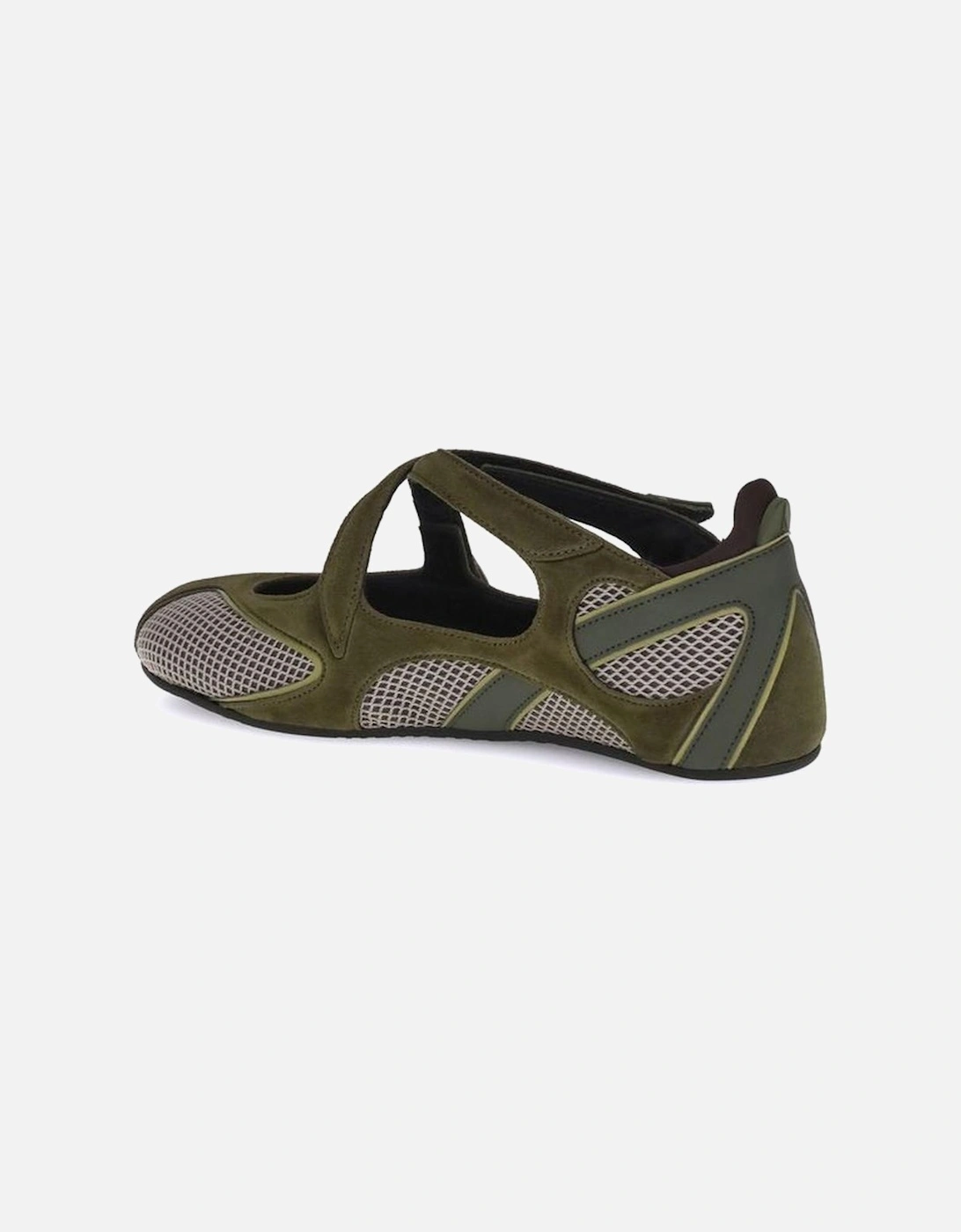 Crisscross Strap Cut-Out Ballerinas Women - Green Shoes
