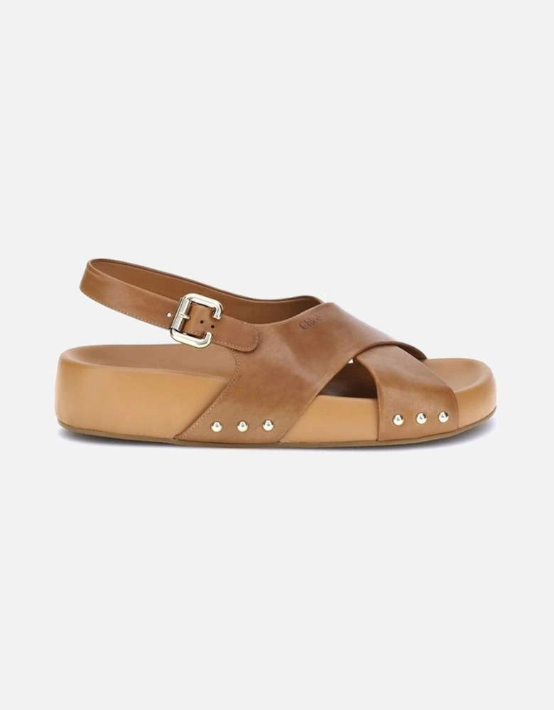 Elegant Calfskin Sandals with Paddington Buckle Women - Beige