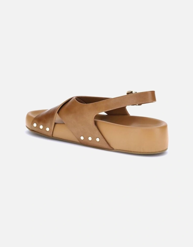 Elegant Calfskin Sandals with Paddington Buckle Women - Beige