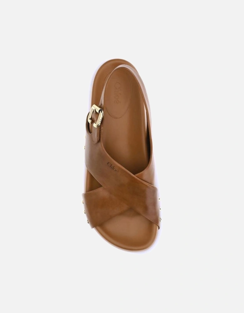 Elegant Calfskin Sandals with Paddington Buckle Women - Beige