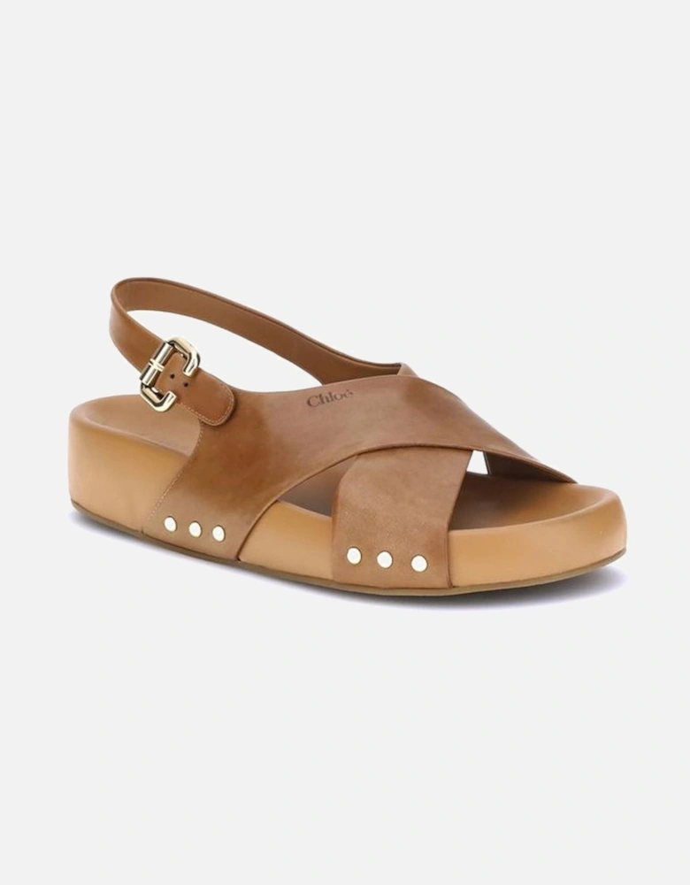 Elegant Calfskin Sandals with Paddington Buckle Women - Beige