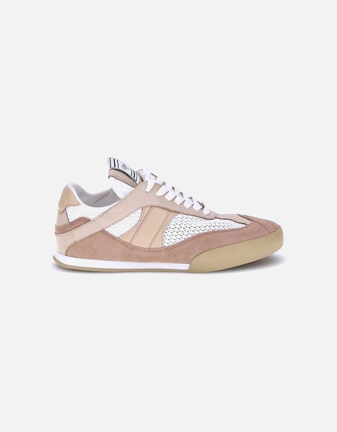 Mesh and Leather Suede Kick Sneakers Women - Beige, 5 of 4